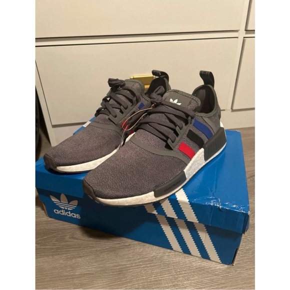 Mens Adidas NMD Grey Scarlet Blue Size 10! - Picture 4 of 11